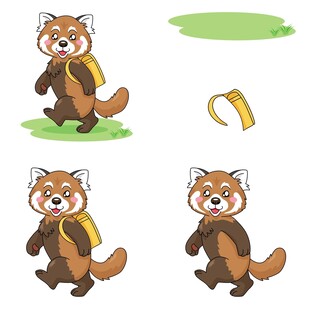 小熊猫动态姿势插画