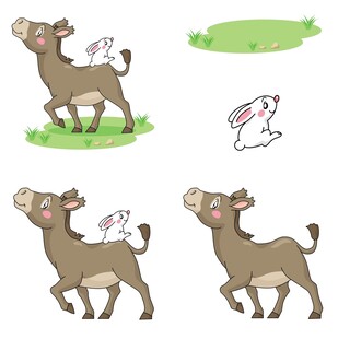 牛与兔互动的趣味场景