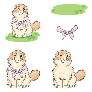 可爱小狗与蝴蝶结装饰