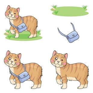 可爱猫咪挎包形象插画