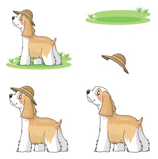 可爱小狗不同姿态插画