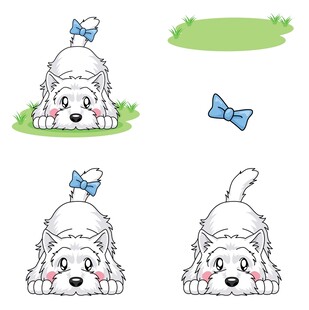 可爱小狗不同姿态插画