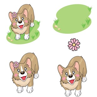 可爱柯基卡通形象集合