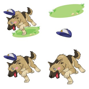 奔跑的狗狗与掉落物品