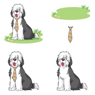 可爱系戴领带的古牧犬