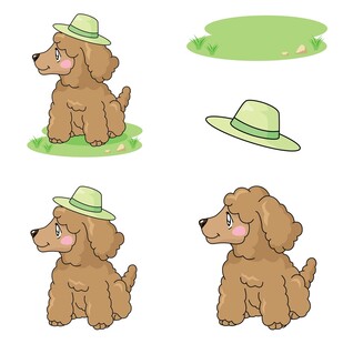 戴帽小狗插画集合
