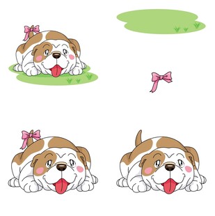 可爱趴卧小狗插画元素