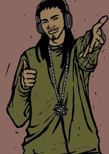 嘻哈风男子比手势