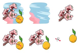 樱花柠檬插画元素集合