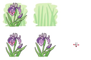 手绘紫色鸢尾花绘画素材