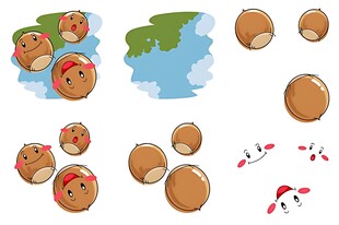 卡通坚果形象与场景元素