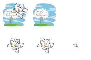 卡通云朵花朵插画设计