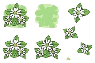 绿叶白花装饰图案元素