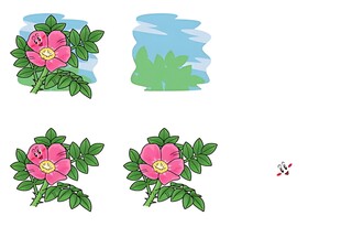 粉色花朵绿植插画素材