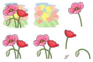 手绘粉色花朵插画素材