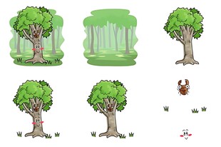 树木生长过程插画