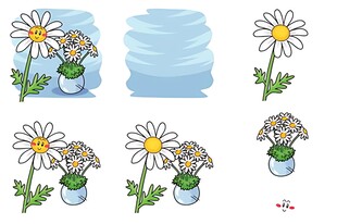 手绘小花与花瓶插画素材