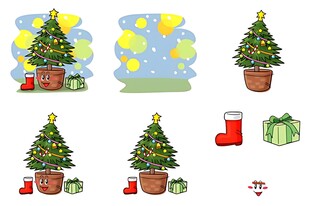 圣诞装饰小树与礼物元素