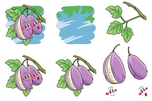 手绘可爱茄子插画