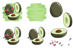牛油果插画素材集合