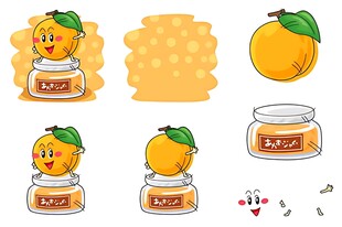 可爱橙子与果酱插画元素