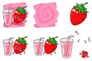 草莓饮品插画清新诱人