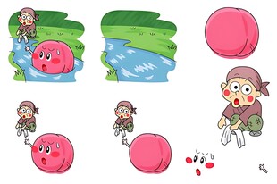 猴子与桃子的趣味场景