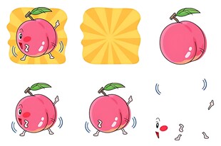 可爱桃子卡通图案设计