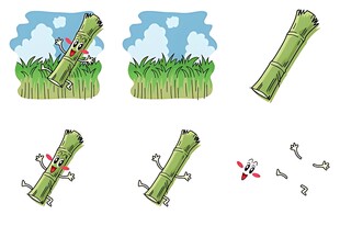 竹子被砍断的动画过程