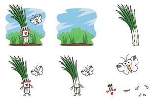 大葱卡通形象趣味插画