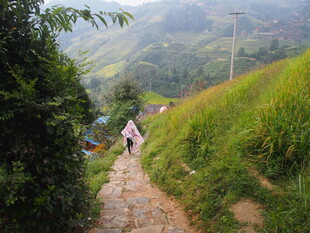 山间小径上的徒步者