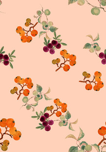 复古风浆果花卉图案