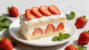 草莓奶油蛋糕精致摆盘