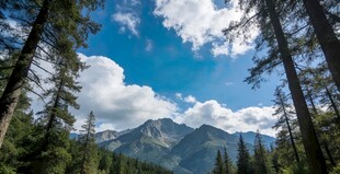 山林间的壮美蓝天与远山