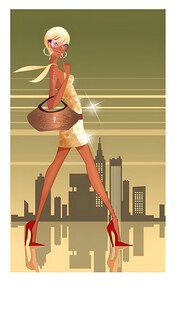 时尚女郎漫步都市街头