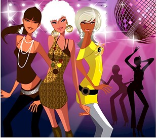 时尚女性在迪斯科派对热舞