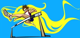 跨栏运动员奋力跨越瞬间