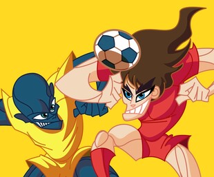 足球动漫角色激烈对抗