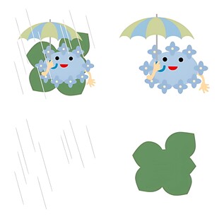 雨中萌趣病毒与绿叶形象