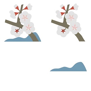 日式樱花与远山风景图