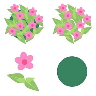 粉色花朵及绿叶设计素材