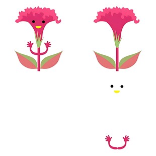 可爱花朵卡通形象拆分图