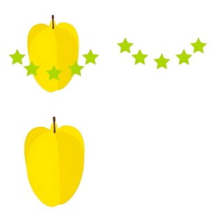 黄色苹果与绿色星星图案