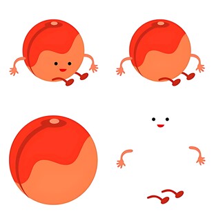 可爱拟人化桃子表情元素