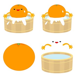 可爱拟人化橙子与容器