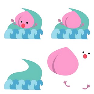 桃子卡通形象设计元素