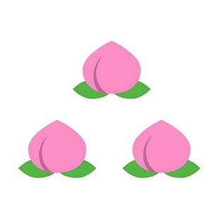 三枚可爱桃子插画