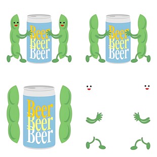 罐装青豆拟人插画素材
