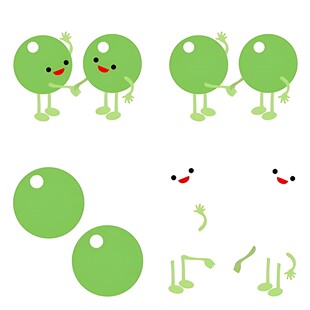 绿色卡通圆球表情动作集合