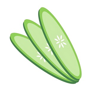 三片鲜绿黄瓜切片